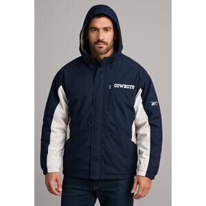 Vintage Reebok Label DALLAS COWBOYS On-Field Zippered 2XL Winter Hoodie Jacket